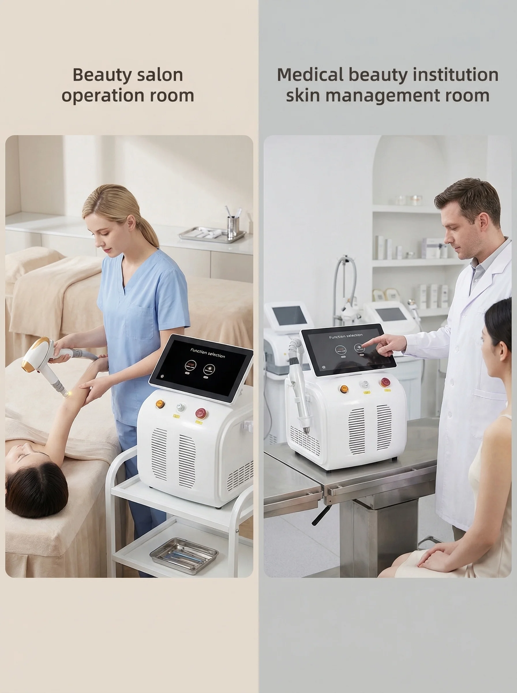 Portable 2-in-1 808nm Diode Laser & Picosecond Laser Machine Professional Hair Removal Skin Care Device for Tattoo Pigment Remov