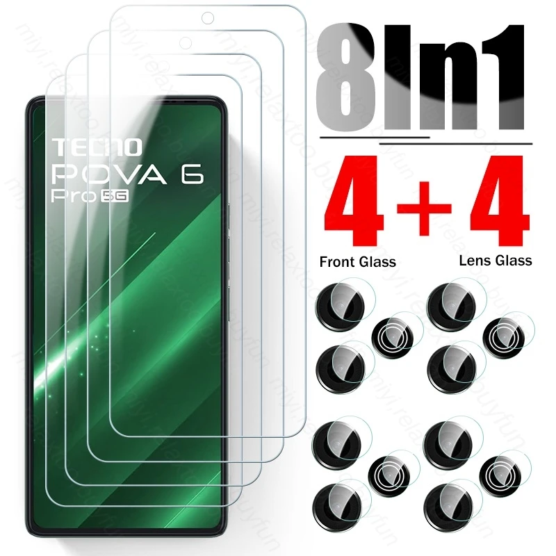 Pova6 Pro 5G Case 8 In 1 Camera Lens Protective Glass For Tecno Pova 6 Pro 6Pro 5G 2024 LI9 6.78