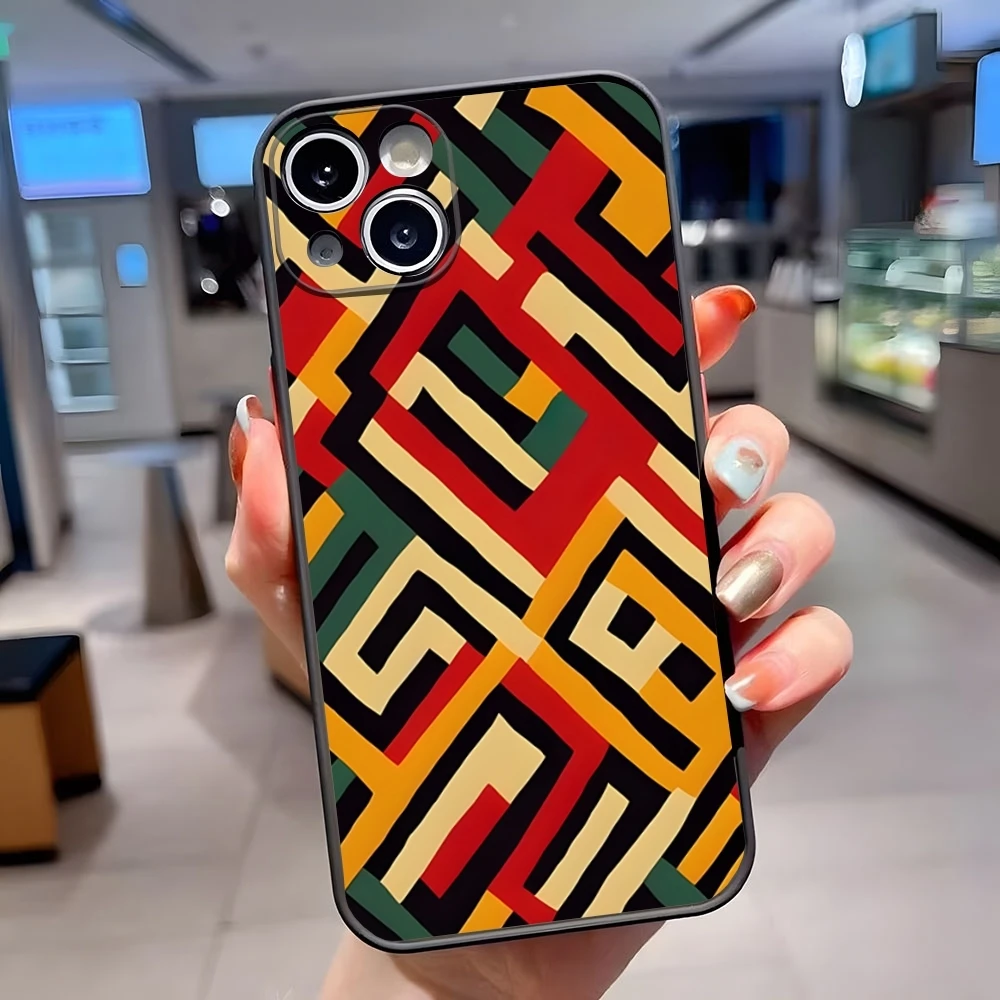 African Wax Print Design Phone Case Matte Translucent Back Cover for IPhone 15 Pro Max 14 Pro 13 11 12 Mini Xs X Xr 7 8 Plus Se