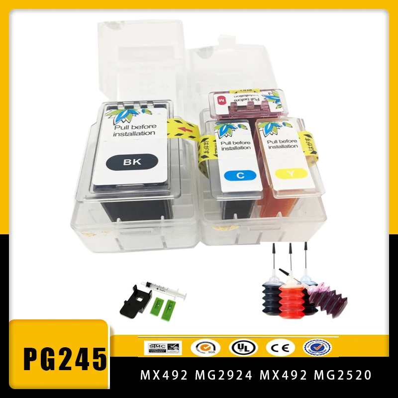 

vilaxh PG-245XL PG245XL PG245 CL246 Smart Cartridge Refill kit For Canon PG-245 CL-246 Pixma iP2820 MX492 MG2924 MX492 MG2520