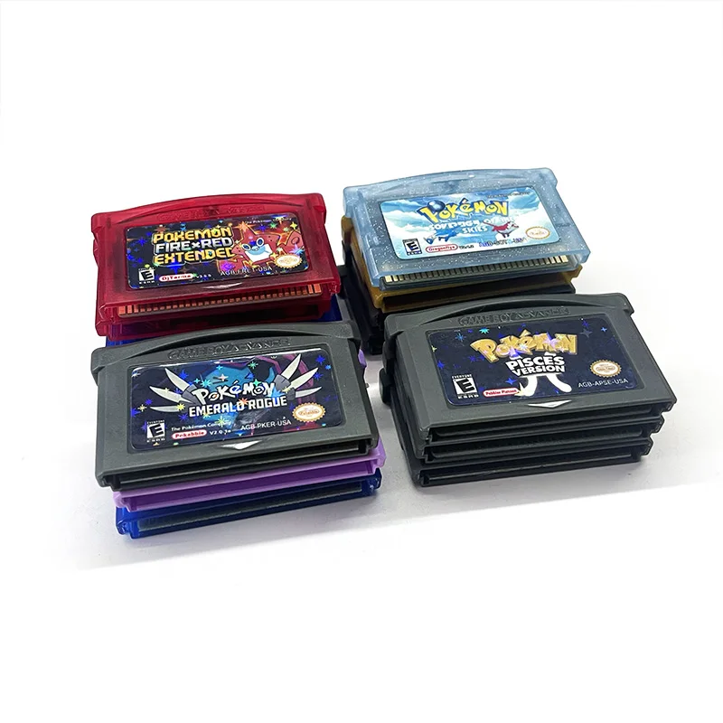 USA-Version Rom Hack Englisch Pokémon Glazed Emerald Rogue Pisces Radical Red Spielkassette GBA Spielkonsole für GBA