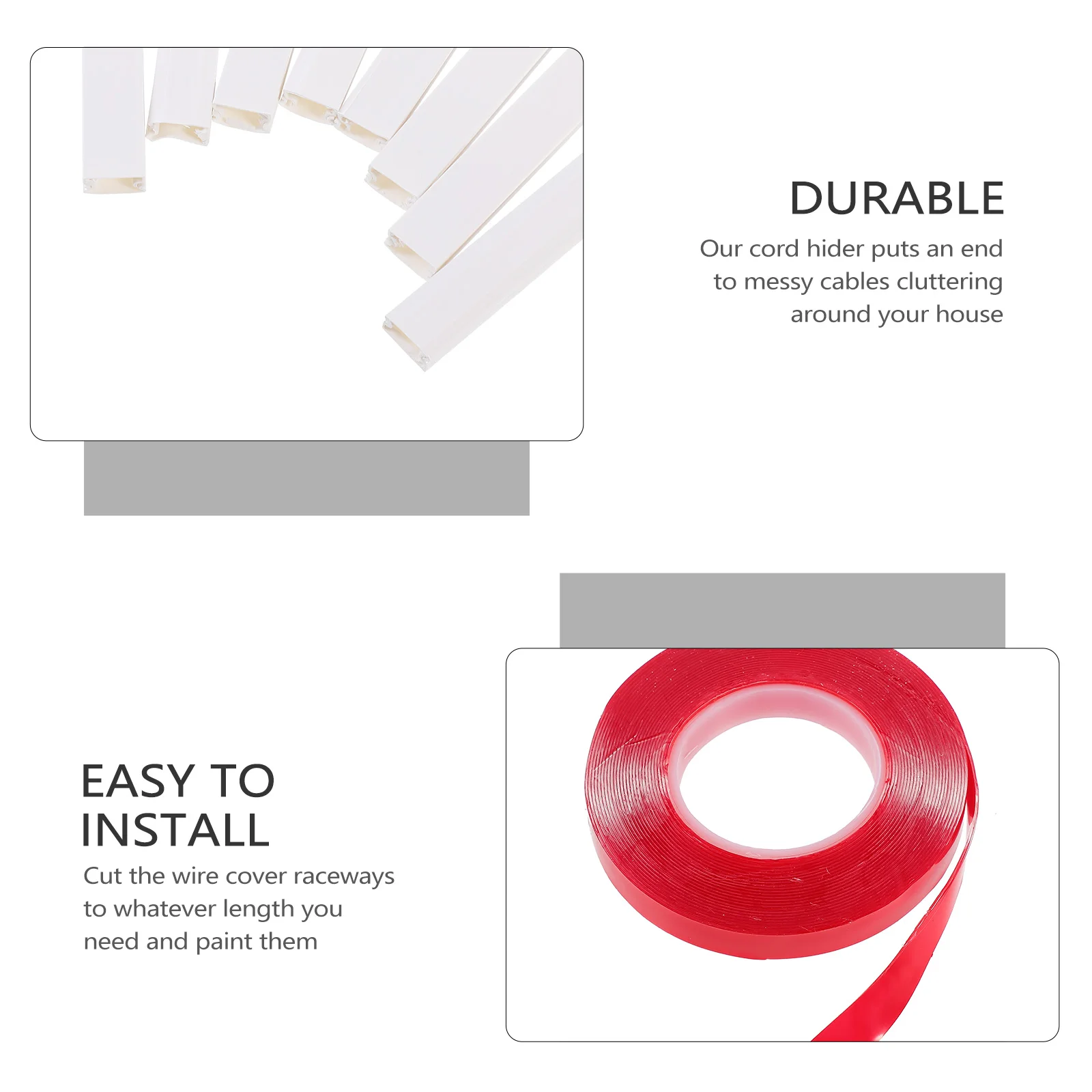 

1Set Plastic Cable Raceway Wall Cord Cover for Wire Organization Hide Messy Cables in Living Room Office Cable Management