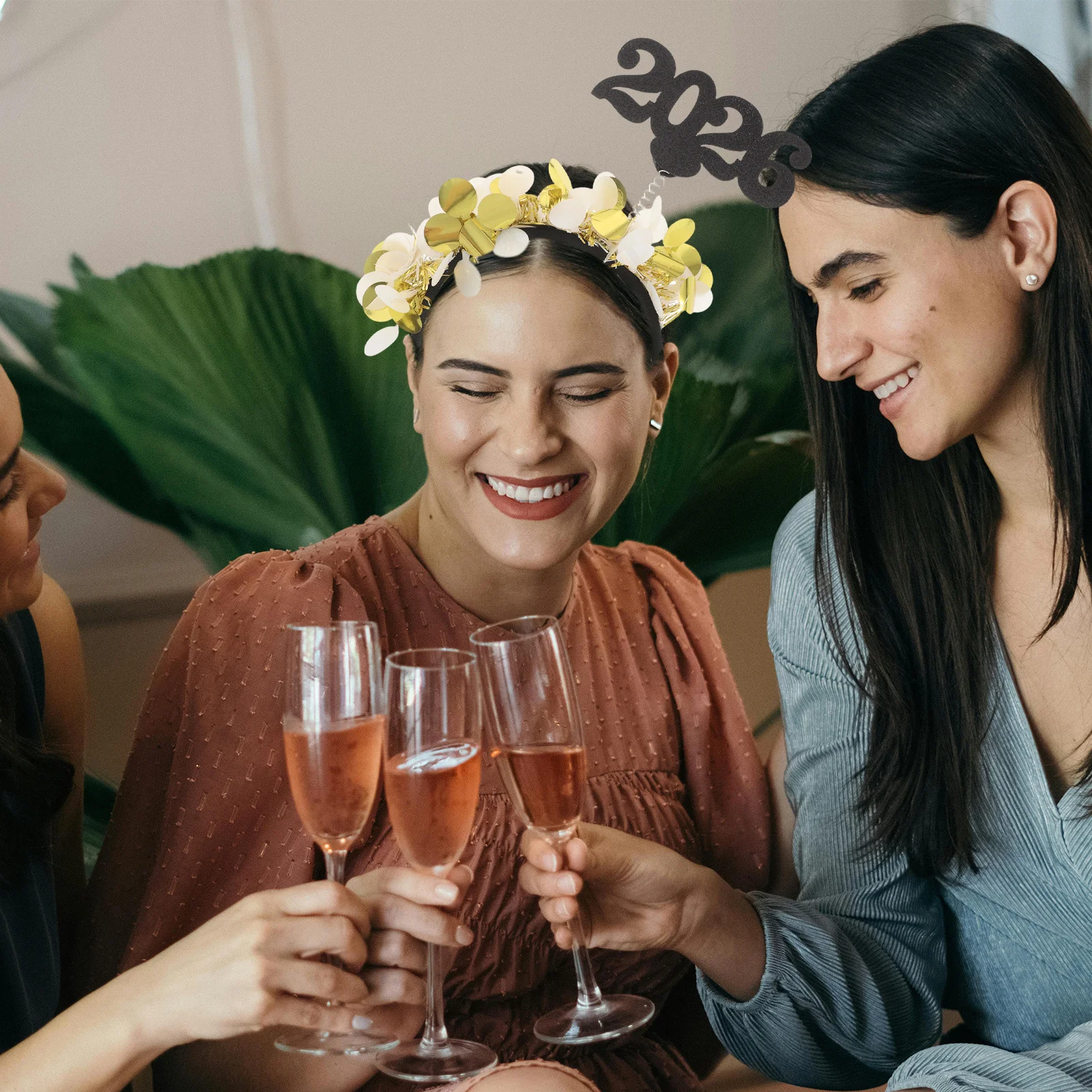 

3 шт., золотые новогодние повязки для волос для женщин, уникальный дизайн номеров, вечерние аксессуары для волос, праздничный головной убор, золотая повязка на голову для девочек