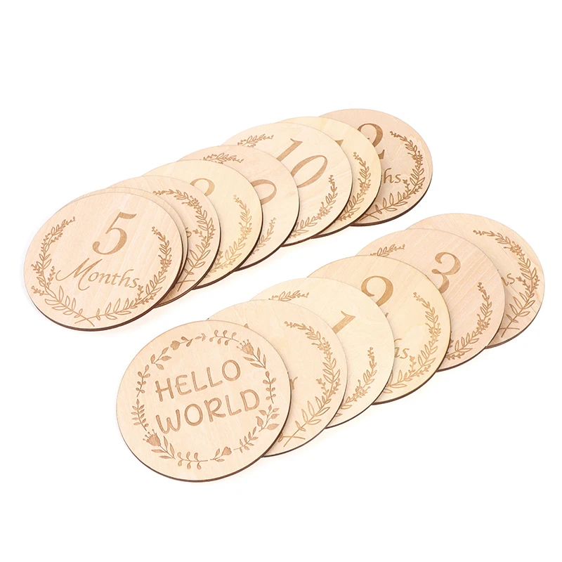 بطاقة معلم خشبية لحديثي الولادة ، شهر الميلاد ، عيد ميلاد ، عضاضة خشبية للأطفال ، لعبة التصوير الفوتوغرافي الدعائم #6