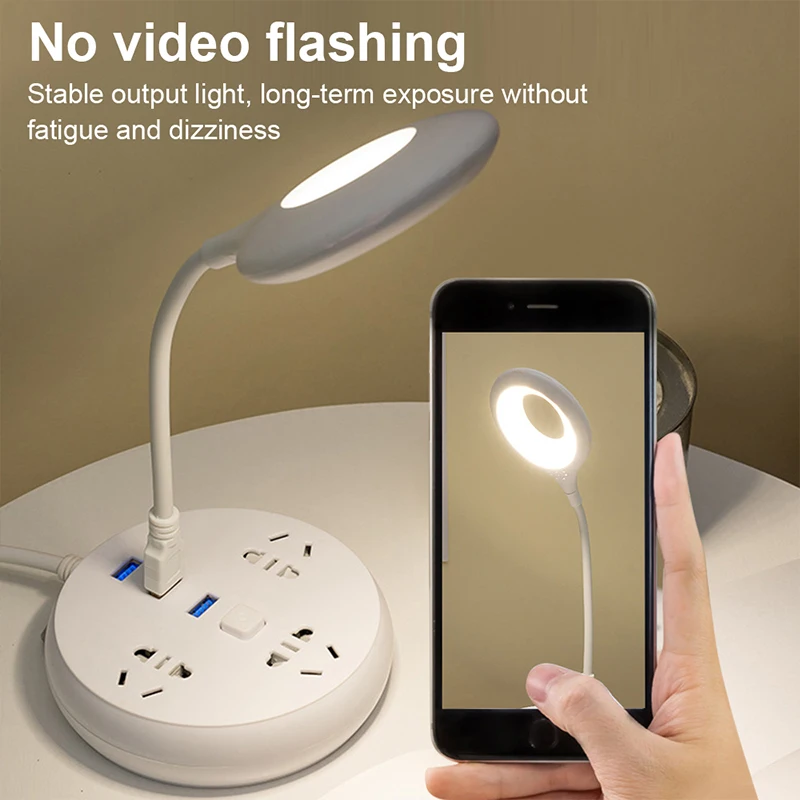 USB Portable Lamp Flexible Gooseneck  Night Light Lighting Ring Eye Protection Lamp For Notebook Computer Reading White 6000K