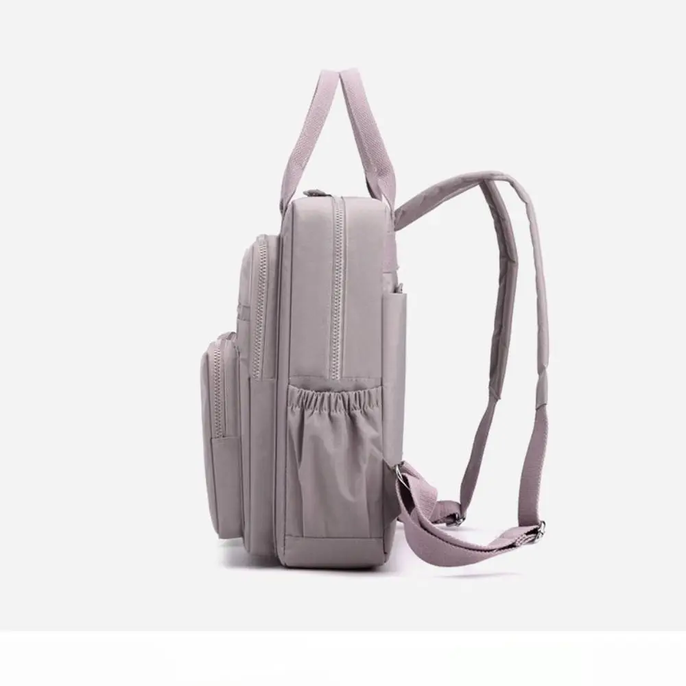 Nylon School Bags Fashion Soft Handle Solid Multi-pocket Laptop Backpack Zipper Waterproof Luggage Bag Woman