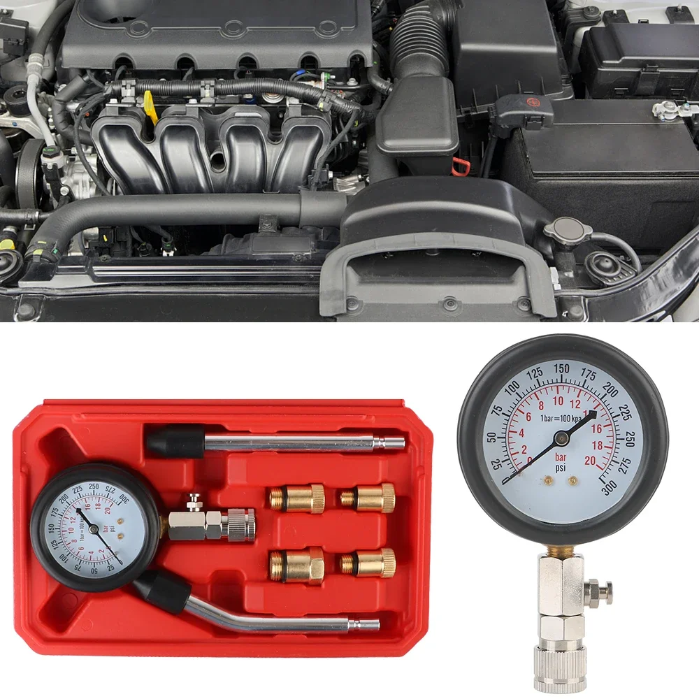 Precision Engine Compression Gauge Kit 0-300PSI M10/M12/M14/M18 Adapters For Diesel Engine & Cylinder Diagnostics