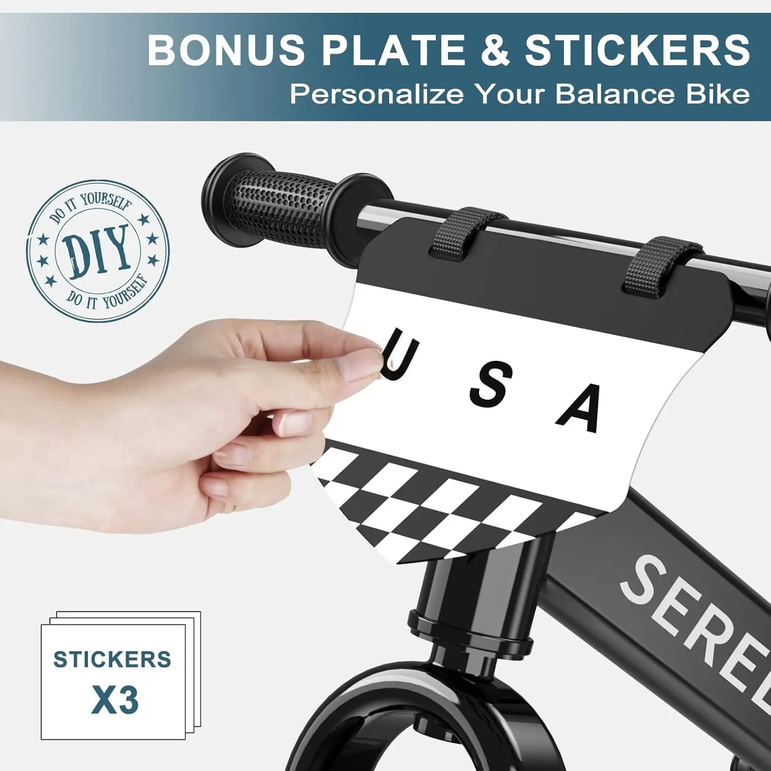 12-Zoll-Laufrad für Kleinkinder, kein Pedal fahrrad für Kinder im Alter von 24 Monaten bis 5 Jahren, Platte anpassen (3 Sätze Aufkleber enthalten),