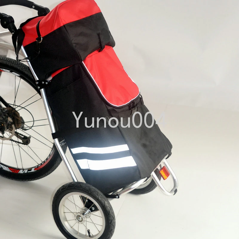 Folding Bike Cargo Trailer with Big Bag and Bike Contacter, Bicycle Trailer, 12 Inch Air Wheel Shopping Trolley Luggage Cart