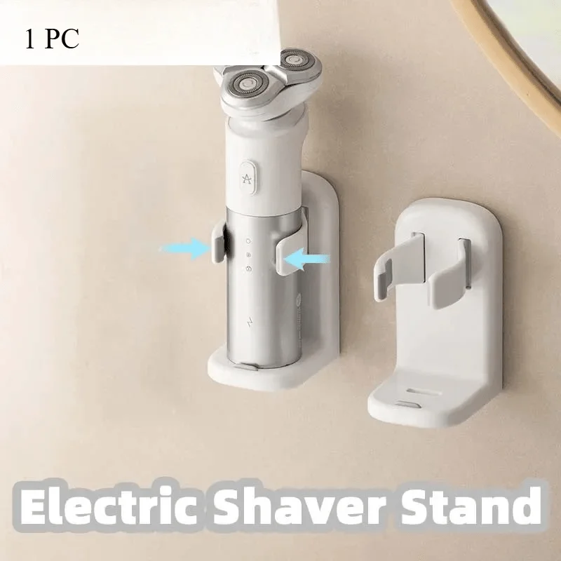 White Electric Razor Holder Non-punching Spring Clip Storage Rack Strong Load-bearing Anti-falling Corner Shaving Kit Holder - N