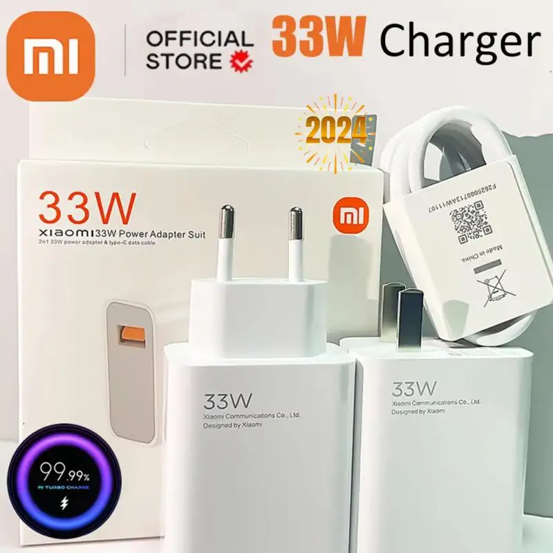 Original Xiaomi Turbo Charge 33w Fast Quick Charger EU US QC3.0 Wall Charger Adapter For Poco X3 M3 F3 Mi CC9 9T Redmi Note 11