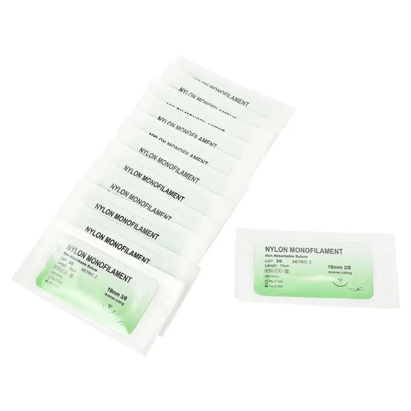 72 Pcs Needle Suture Nylon Monofilament Thread Suture Practice Kit 3/0-Y18A