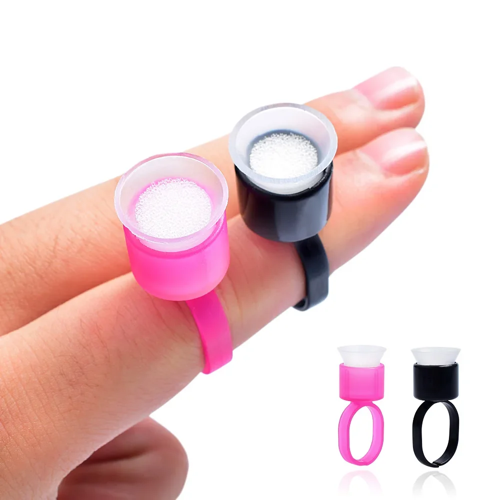 50pcs Tattoo Supply Ring Cups Tools Microblading Pigment Holder Permanent Makeup Disposable Tattoo Ink Cups With Sponge For Sale