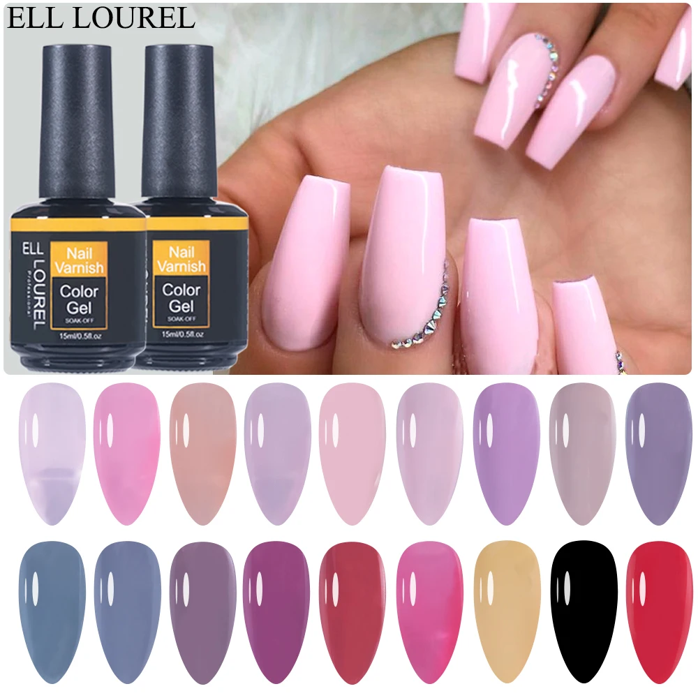 

ELL LOUREL New Nail Gel Polish 15ML Jelly Korean Nails Gel Varnish Semi Permanent UV Nude Pink Color Lacquer French Manicure Art