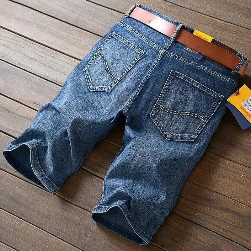 Men's Short Jeans Pants Big Size Straight Oversize Male Denim Shorts with Pockets Xl Cowboy New in Streetwear Buttons Original