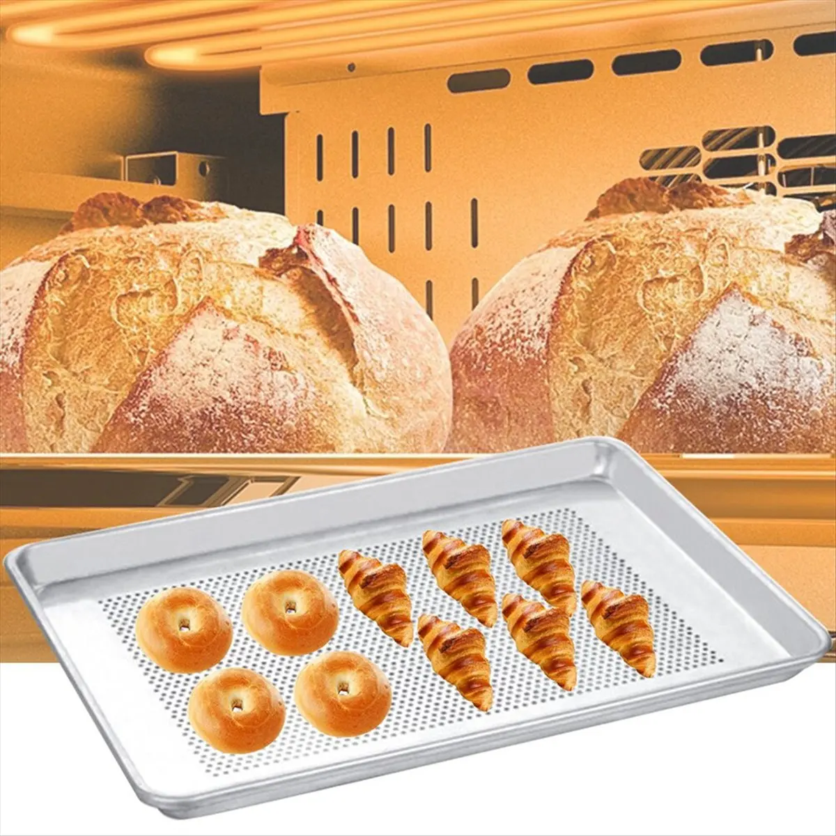 【A47T】Kitchen Baking Tray Eco-Friendly Non-Stick Perforate Heat Resistant Aluminum Alloy Baking Food Tray B