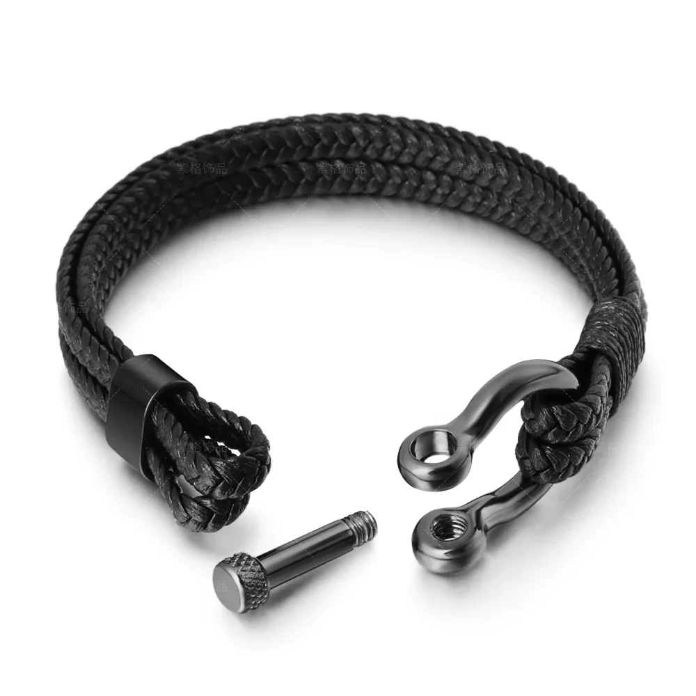 New Trendy People Creative Explosion Style Punk Style Braided Horseshoe Buckle Men\'s Bracelet Fashion Trend Bracelet