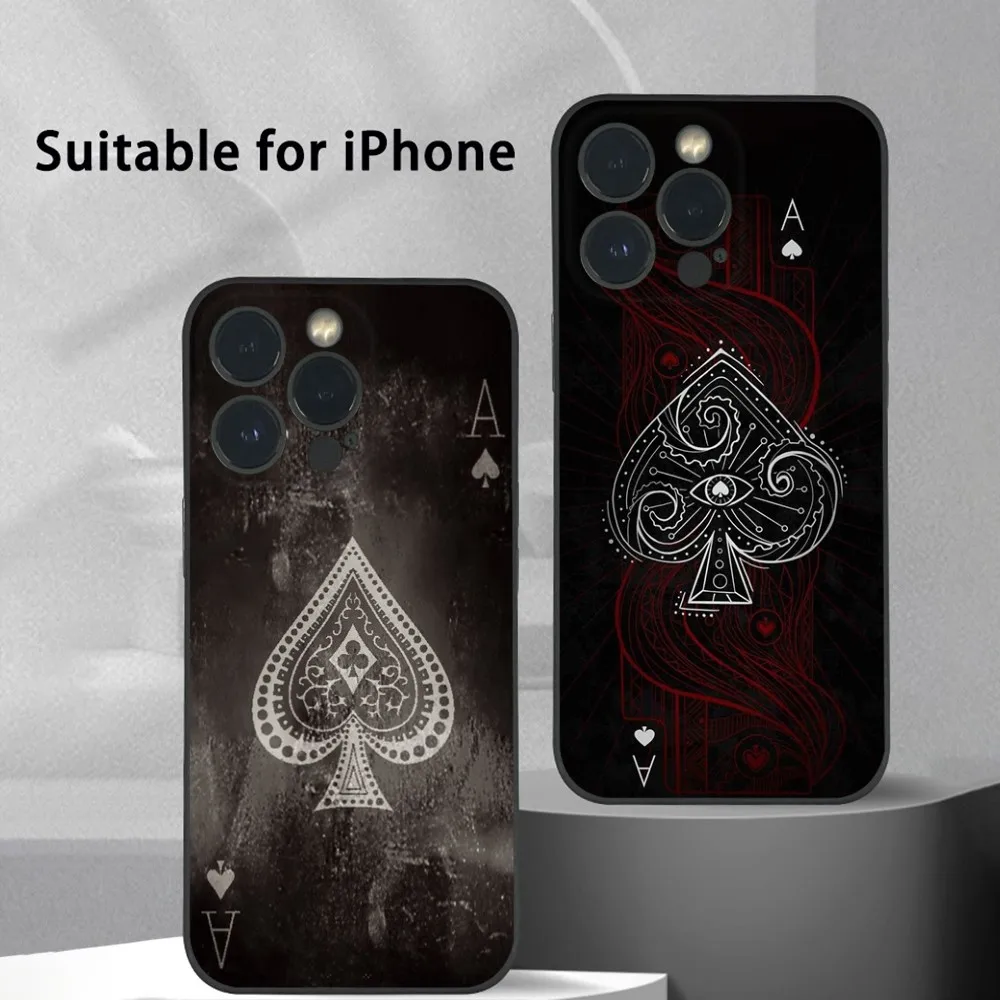 

Ace of Spades Phone Case For iPhone 15 14 13 12 11 Pro Xs Max Mini XR X 7 8 Plus Black Frosted Soft Shell Funda
