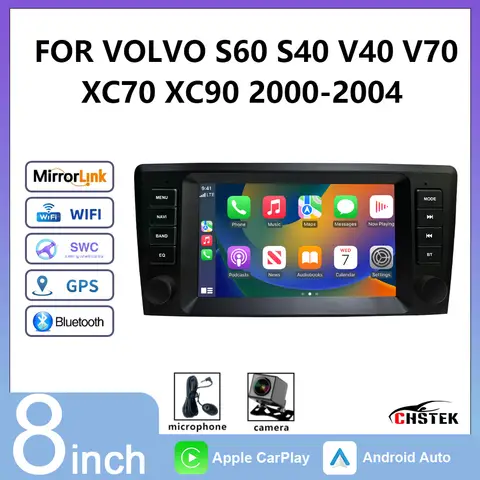 CHSTEK Car Radio Bluetooth For Volvo S60 S40 V40 V70 XC70 XC90 2000 2001 2002 2003 2004 WiFi Multimedia GPS Carplay Android Auto