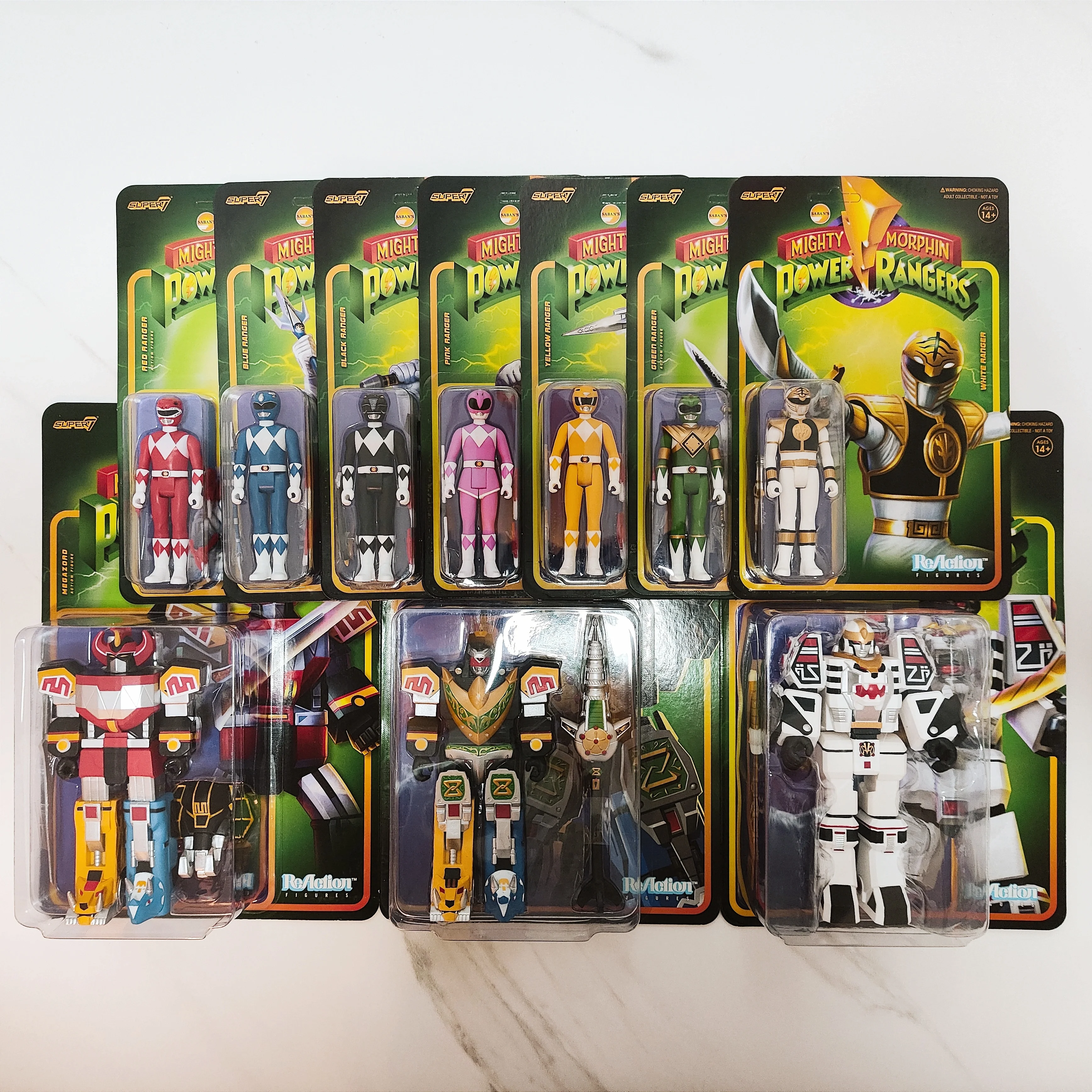 Super7 1/12 Scale Male Soldier Power Ranger Damaged Vers Megazord Putty Patroller Green Ranger Full Set 6in Action Figures Model