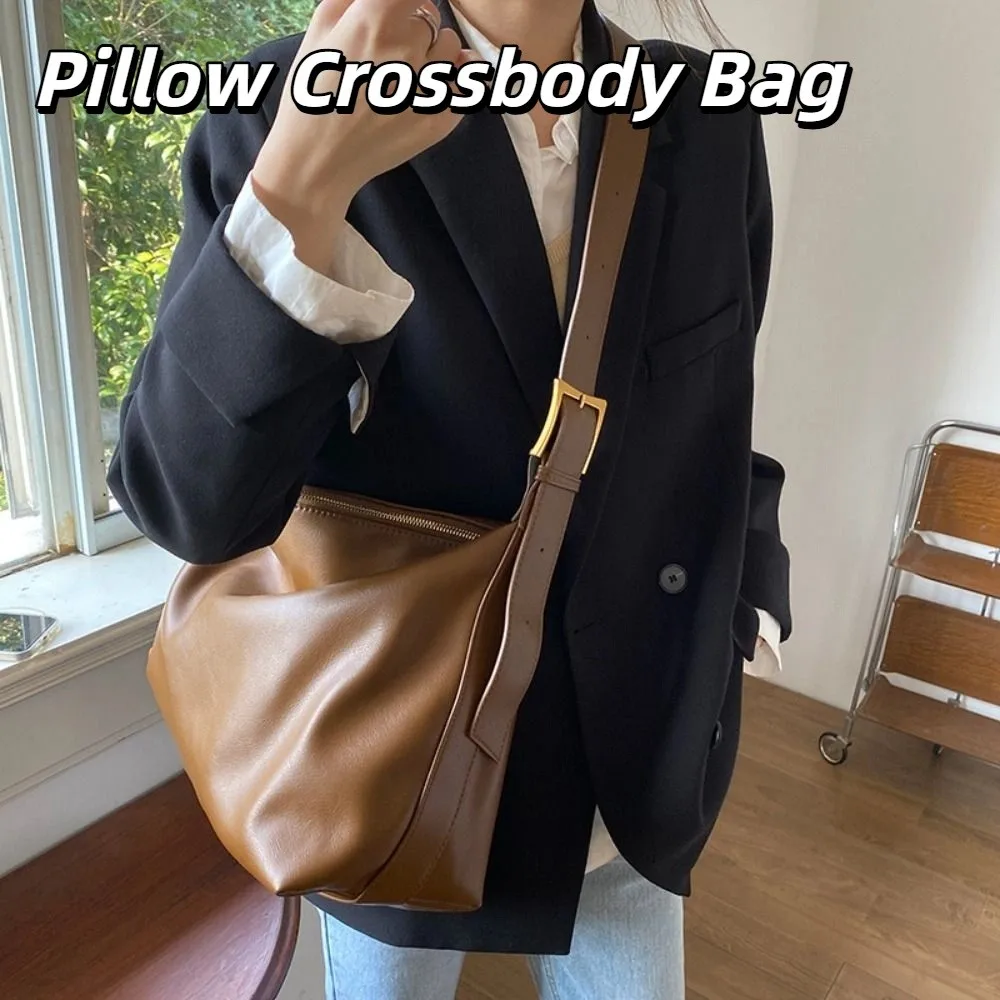 Ins Grote Capaciteit Kussen Crossbody Tas Kussentas Koreaanse Stijl PU Knoedeltas Mama Tas Effen Kleur Schoudertas Winkelen