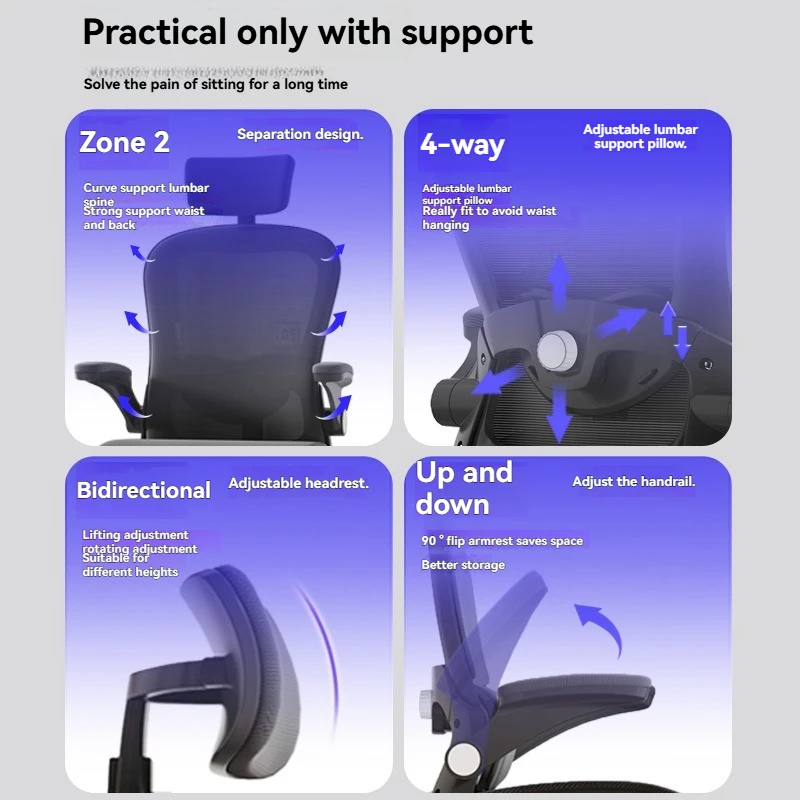 Ergonomic reticulated office chair, adjustable swivel chair for modern home office design