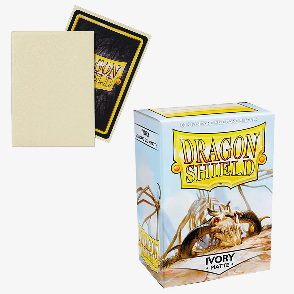 100 Standardgröße Dragon Shield Neue Hüllen 66 x 91 mm elfenbeinweiße Mattierungskartenhüllen für MTG-Brettspielkartenhüllen