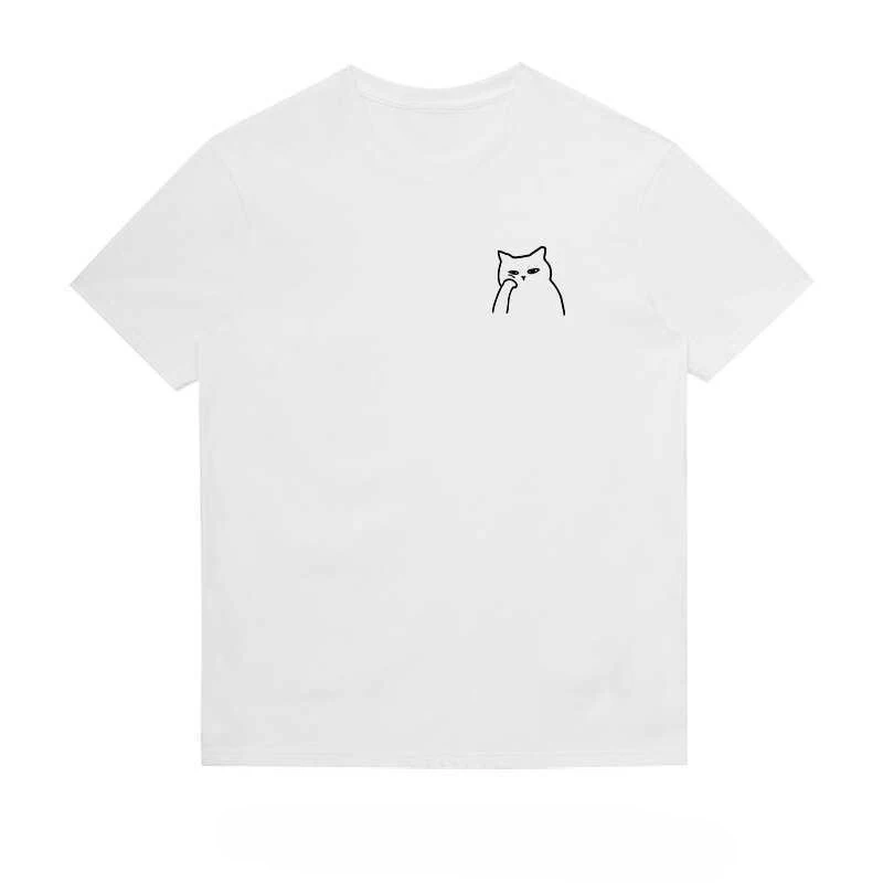 

Summer Fashion Men's Woolly Japanese Cartoon Creative Cat Print Mi Fan Short Sleeve Breathable Soft Street Hip Hop Short Sleeve