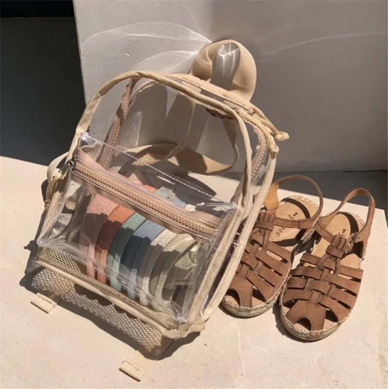 حقيبة وجبات خفيفة للأطفال كورية ، حقيبة سفر للأطفال ، حقيبة ظهر جيلي بلاستيكية شفافة ، حقيبة شاطئ صيفية للأطفال الصغار