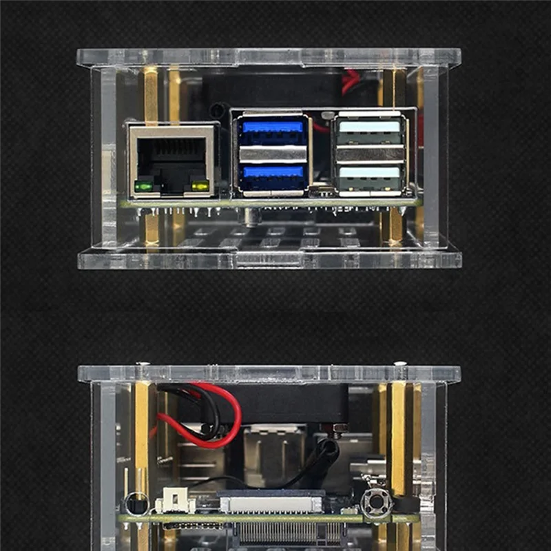 

VO-For Orange Pi 5 Max Transparent Acrylic Shell Fan Heat Sink Orange Pi Shell Protective Case