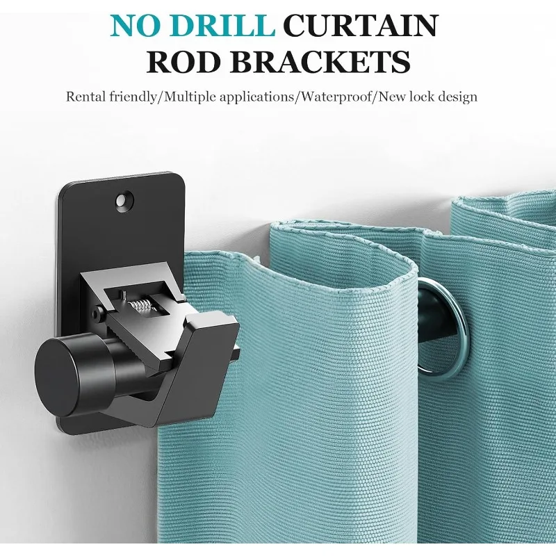 1/2pair Non Drilling Adhesive Curtain Rod Bracket, Curtain Fixing Clip, with Adhesive Backing Capable of Bearing Up To 30 Pounds