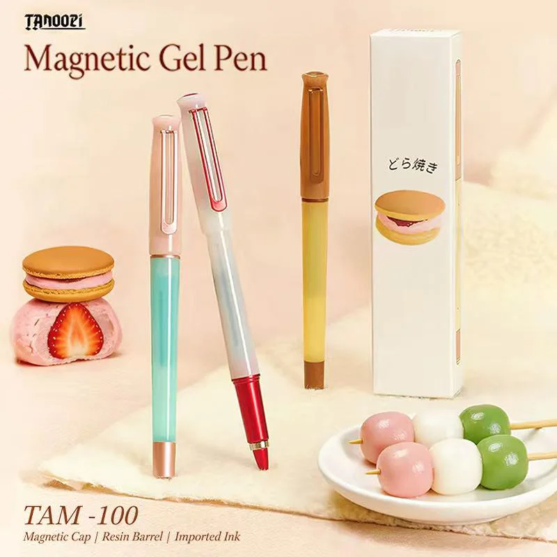 TANOOCI Magnetic Gel Pen Macaron Color Low Center of Gravity Grip with Refill Set Smooth Writing Student Office Stationery Gift