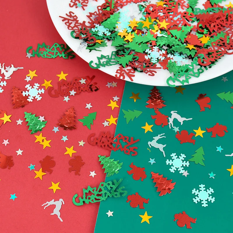 Confettis De Noël AYNKH – 100g (environ 4800 Pièces) – Motifs Wapiti, Flocon, Cadeau, Sapin, Cloche – Rouge, Vert, Blanc – Décoration Festive Et Réutilisable