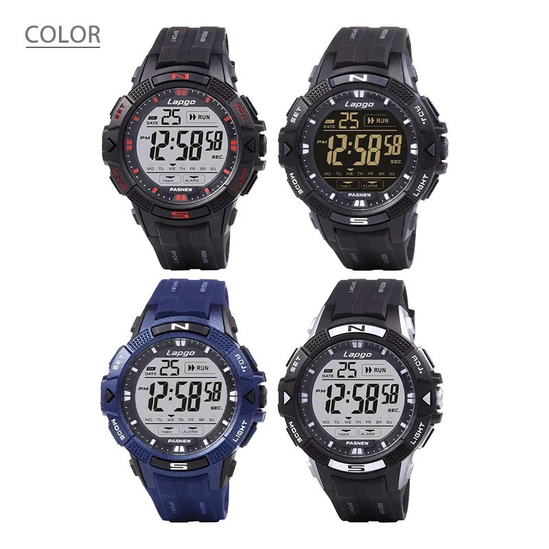 ساعات رقمية متعددة الوظائف للرجال ، أسود ، مقاوم للماء ، مضيئة ، عادية ، ساعة اليد ، الرياضة ، LED ، ساعات المعصم الإلكترونية ، موضة الذكور