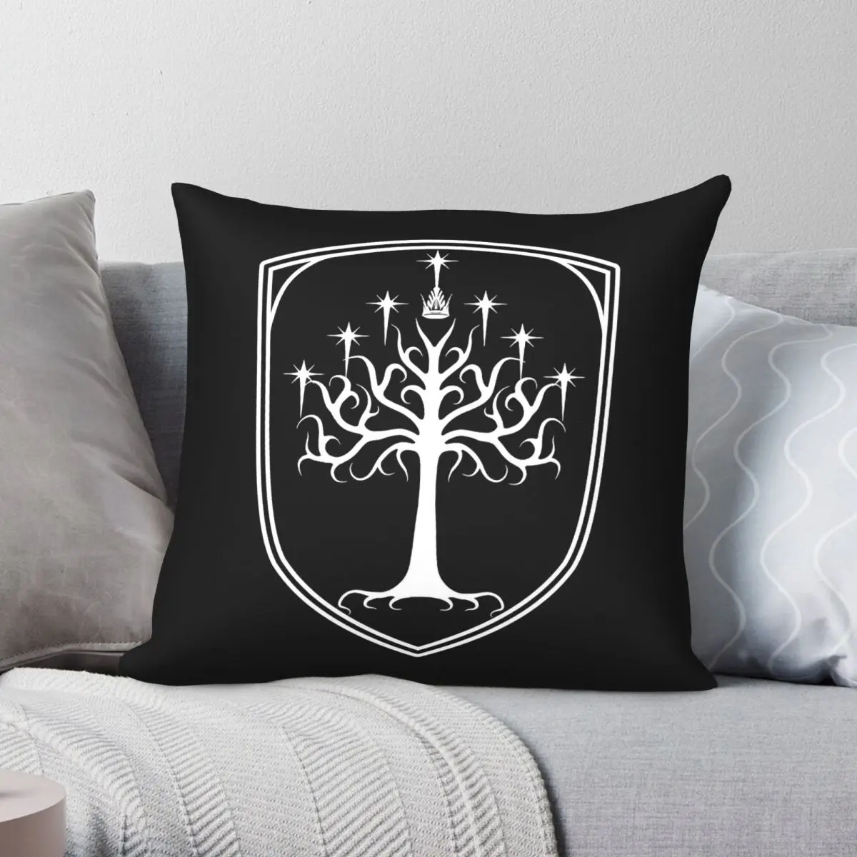 White Tree Of Gondor Square Pillowcase Polyester Linen Velvet Printed Zip Decor Bed Cushion Cover Wholesale