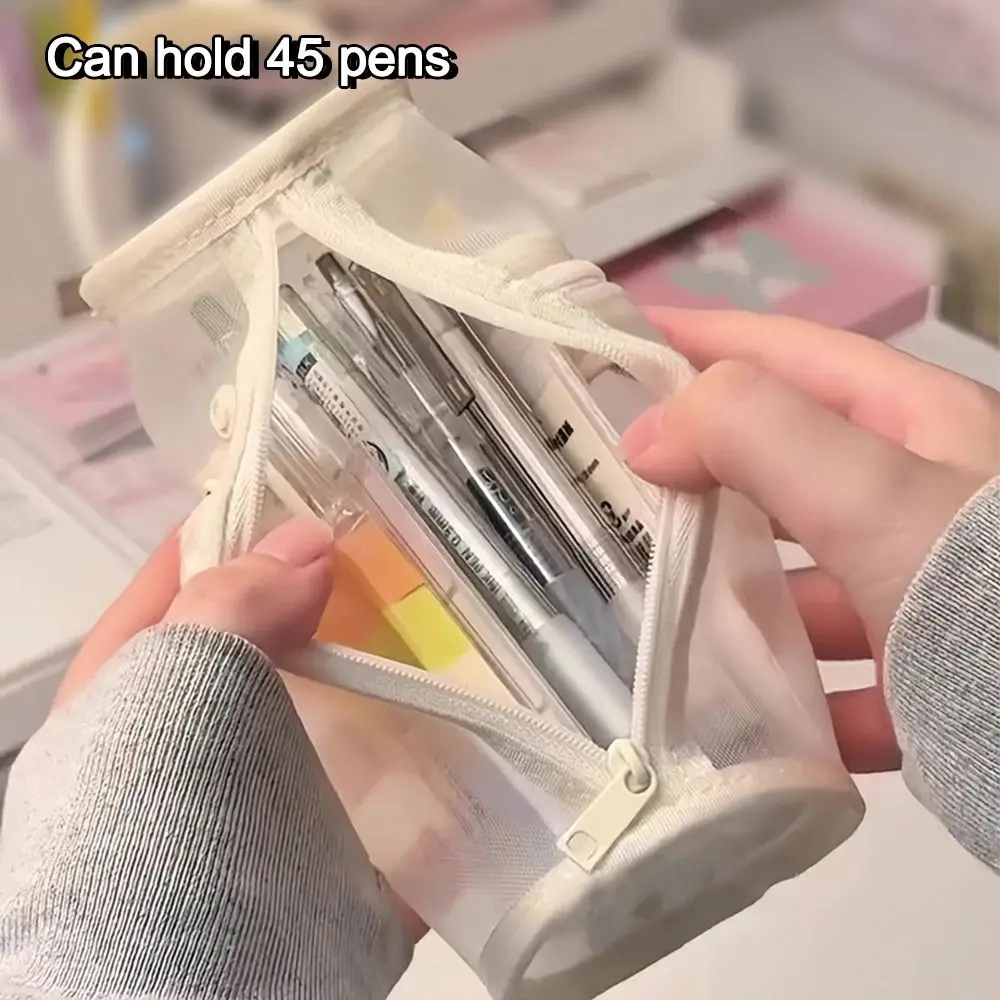 New Large Capacity Pen Bag Mesh Multi-function Stationery Organizer Detachable Pen Box Student