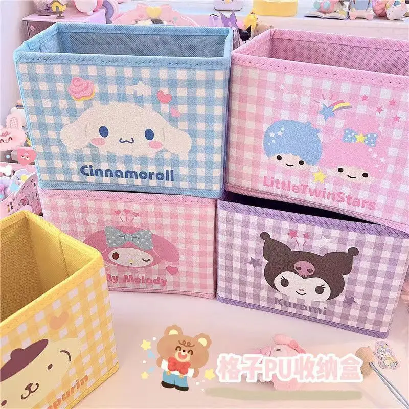 

Cute Sanrio Hello Kitty Cinnamoroll Desktop Storage Box Cute Kuromi Pochacco Sundries Toy Underwear Stationery Organizer Basket