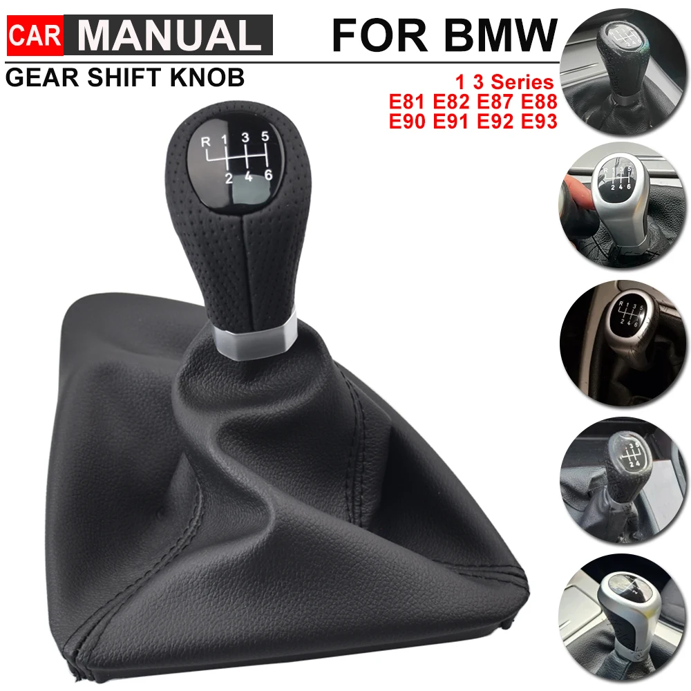 LHD RHD Car 5 6 Speed Gear Shift Knob Gear Head Shifter Knob Head For BMW 1 Series E81 E87 E87Lci E88 E82 Shifter Lever Boot Cov