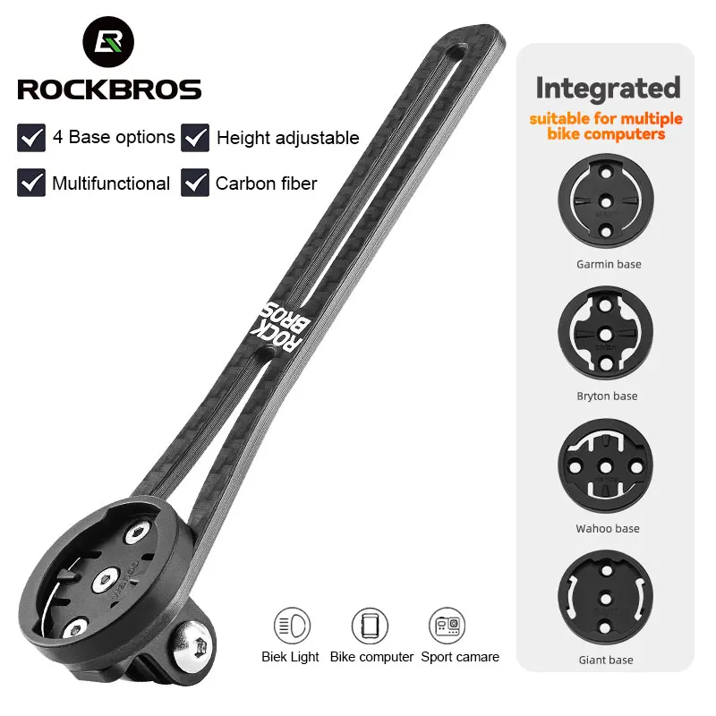 

ROCKBROS Bicycle Computer Mount Carbon Fiber For Garmin GIS Bryton GoPro Camera Rockbros Light Stand Mount Extension Bracket