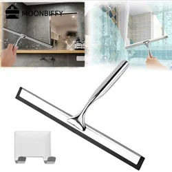 Shower Squeegee Stainless Steel Window Squeegee Shower Cleaner with Self Adhesive Hook and Replaceable Wiper Blades 26cm / 31 cm