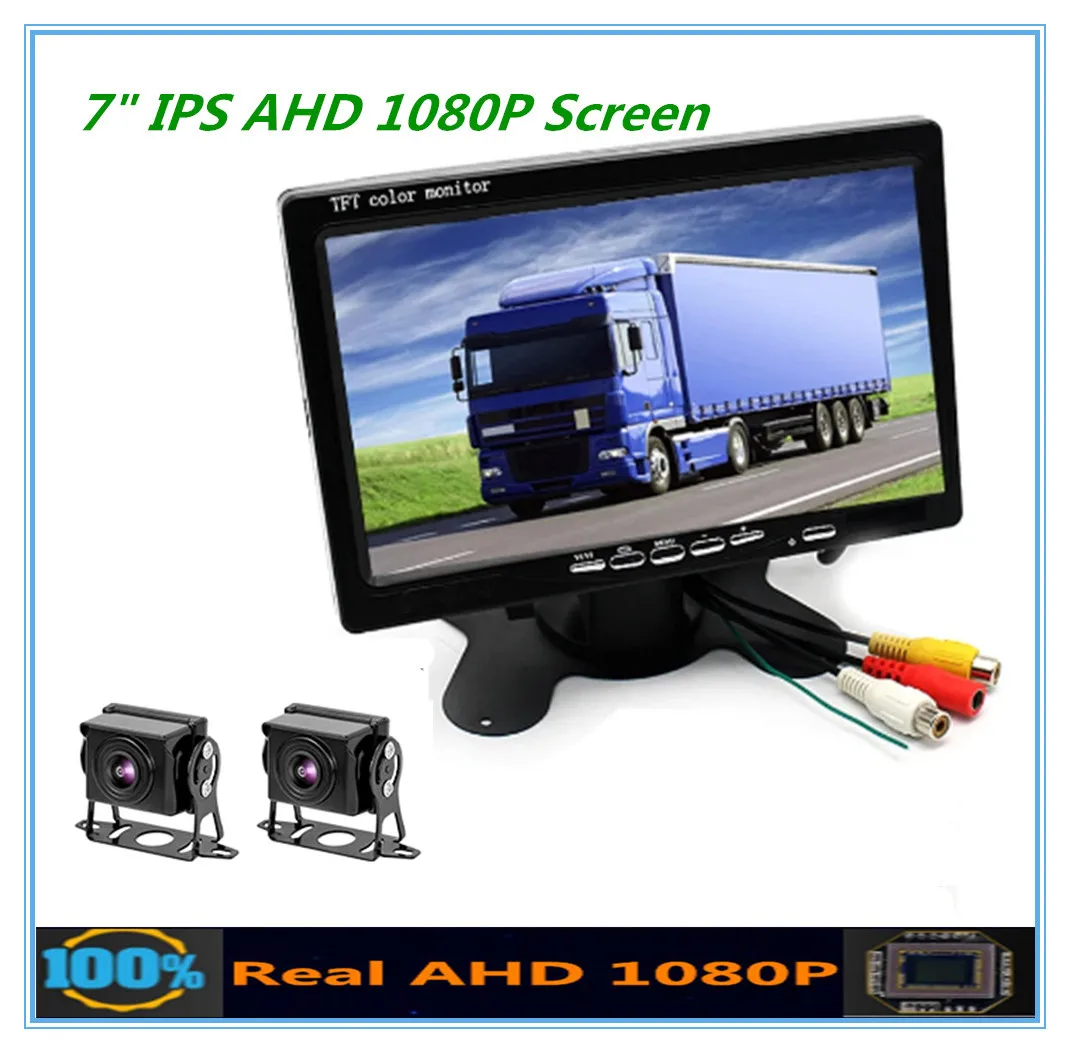 

AHD 1920*1080P 7 Inch IPS Screen Car Video Monitor With 2 Starlight Night Vision Car Rear View 1080P Truck Bus Vehicle Camera