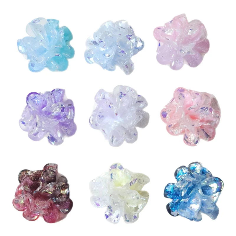 

New arrived 50pcs/lot color print cartoon flowers shape resin soft gel cabochon beads diy jewelry garment hair accessory
