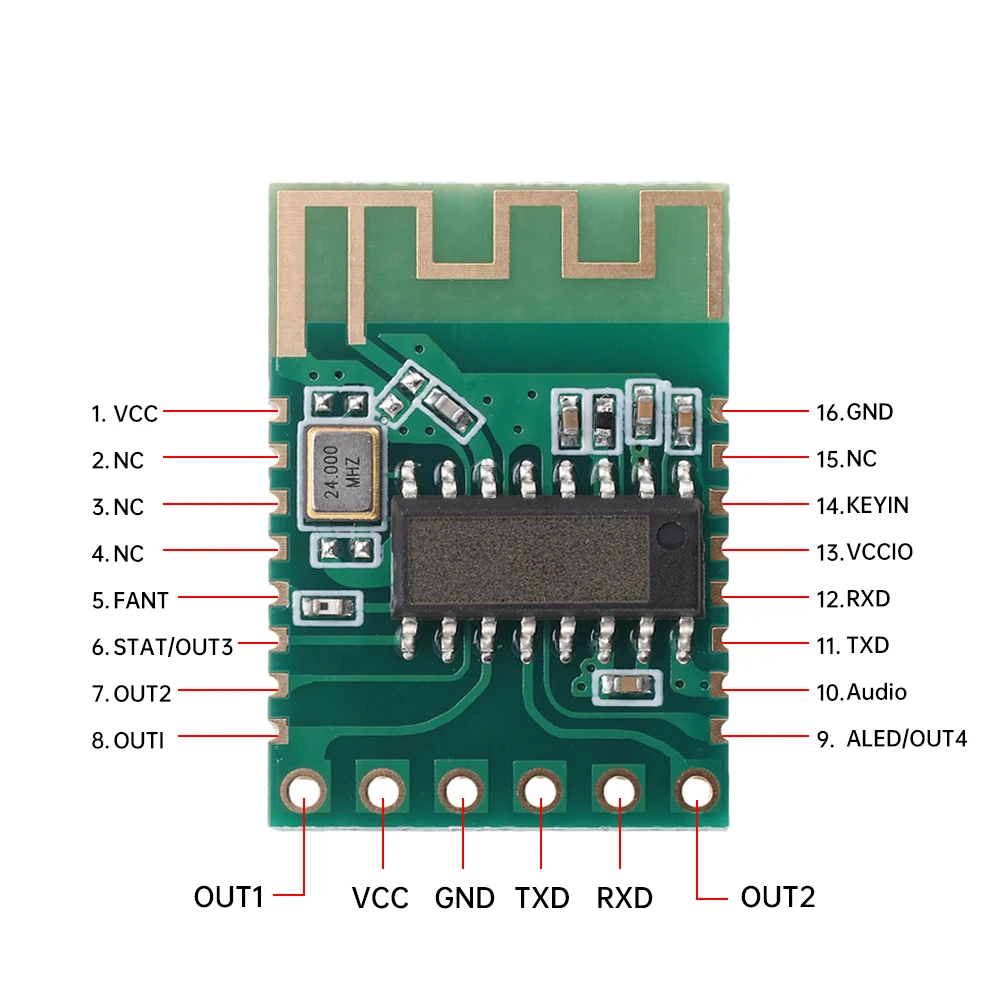 JDY-68A Dual Mode BT Audio Module BLE5.1 Playback Board Supports 16 Bit 128 UUID Music Playback BLE Transparent Transmission