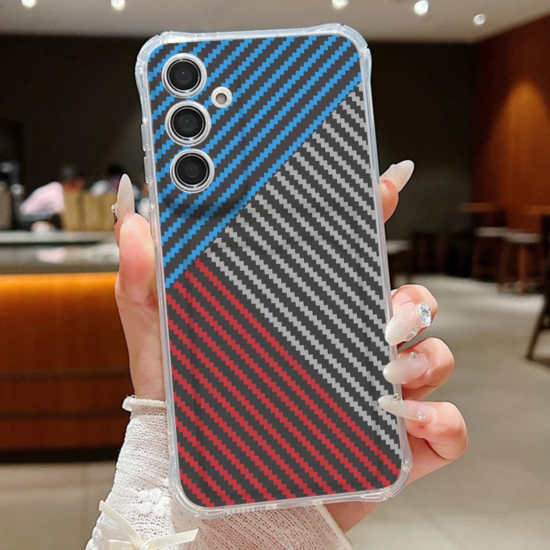 Striped Pattern Clear Phone Case For Samsung Galaxy A57 A37 A17 A56 A16 A55 A36 A26 A15 A54 A35 Card Bag Wallet TPU Soft Cover