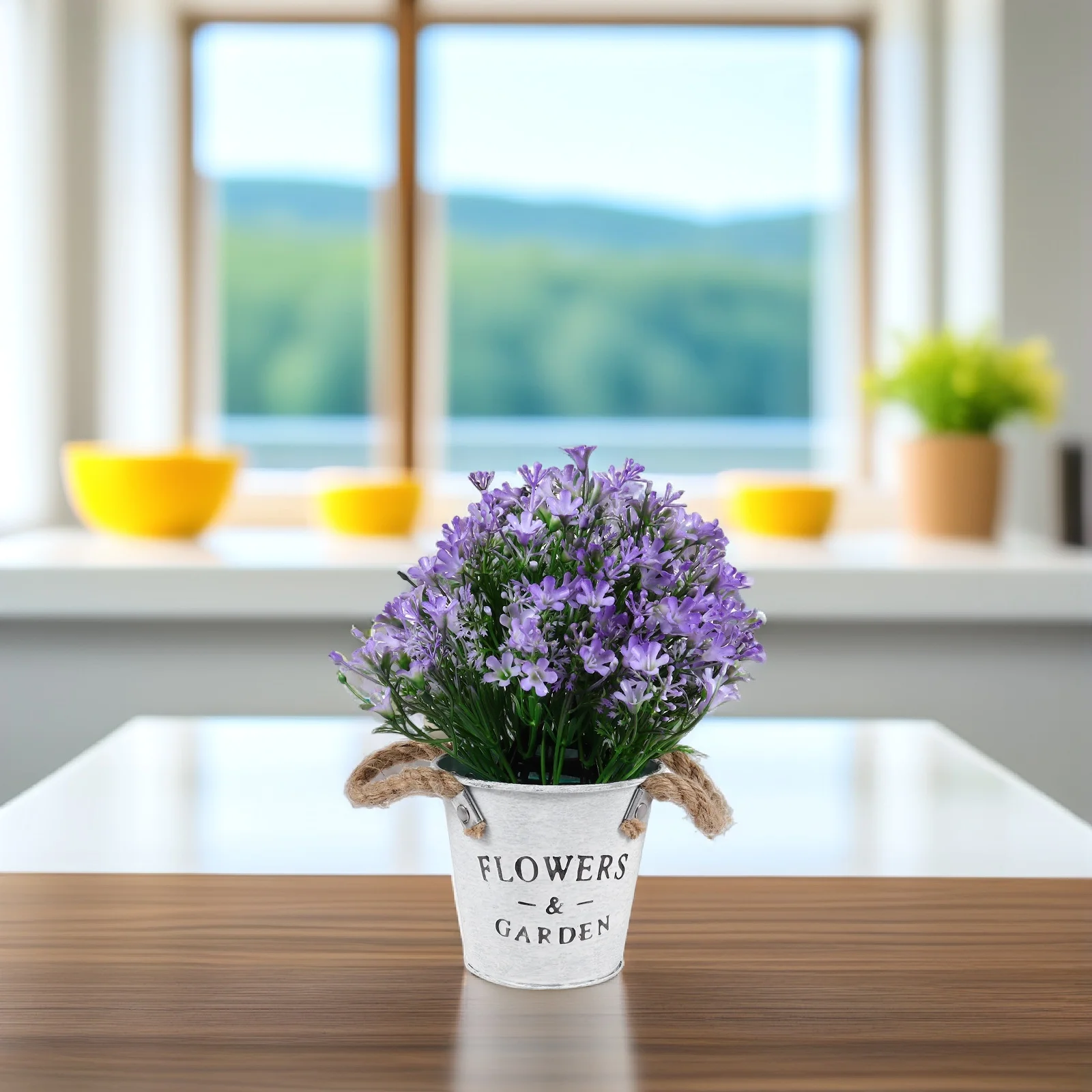 

Desktop Artificial Flower Bonsai Ornament Decoration Potted Flowers Faux Lifelike Simulated in Rustic
