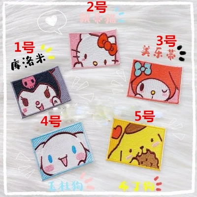 

Self-adhesive Sanrio Cartoon Peripheral Embroidery Cloth Patches Lovely Kuromi Patterns DIY Garment Scarf Decor Stickers Badge