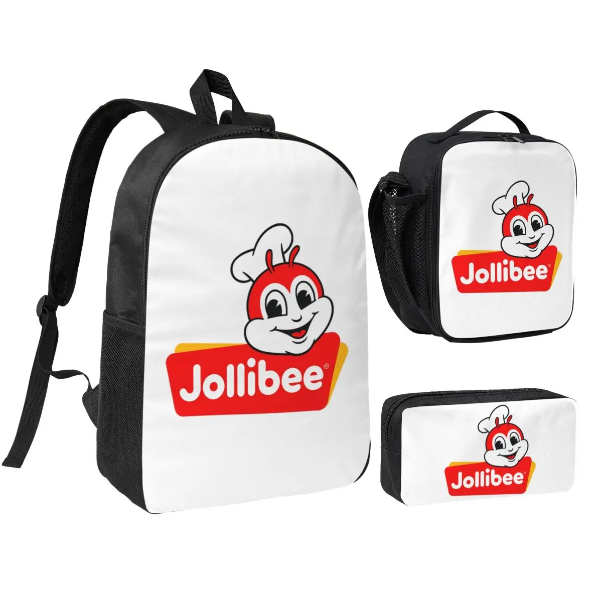 

Jollibee Face Backpack Student BookBag School Bag Shoulder Bags 3ps Insulated Lunch Bag Pencil Case