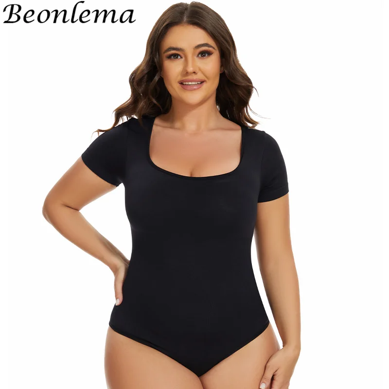 

Women's Short Sleeved Bodysuit Sleeve One Piece Seamless Shaperwear Tummy Control Body Shapers Round Neck Bottoming Shirt