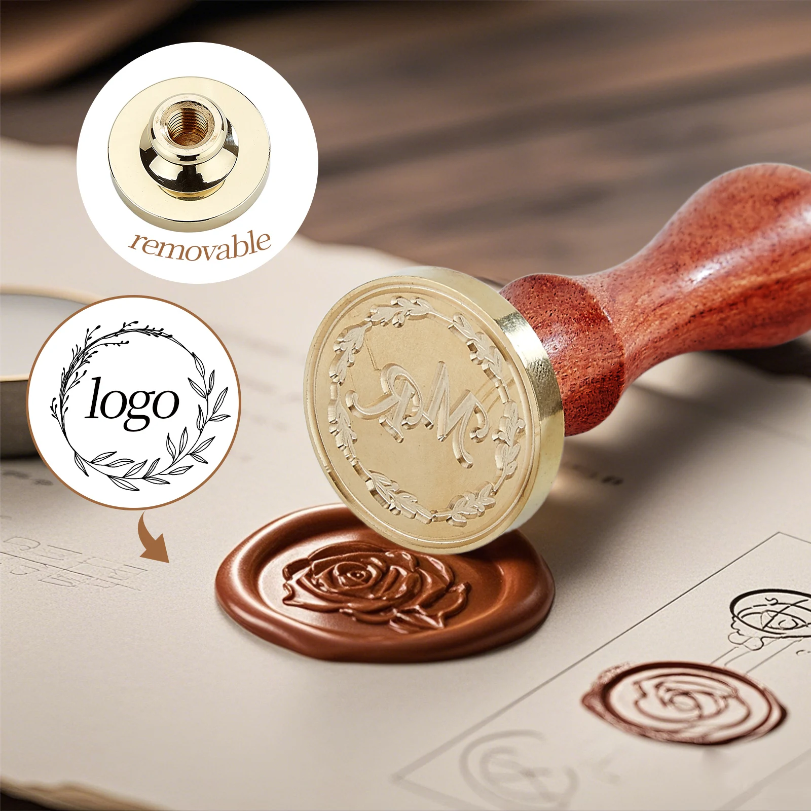 Custom Wax Seal Stamp,Create Your Own Design,Logo or Picture,Perfect for Wedding Invitations,Wine Decoration, Envelopes