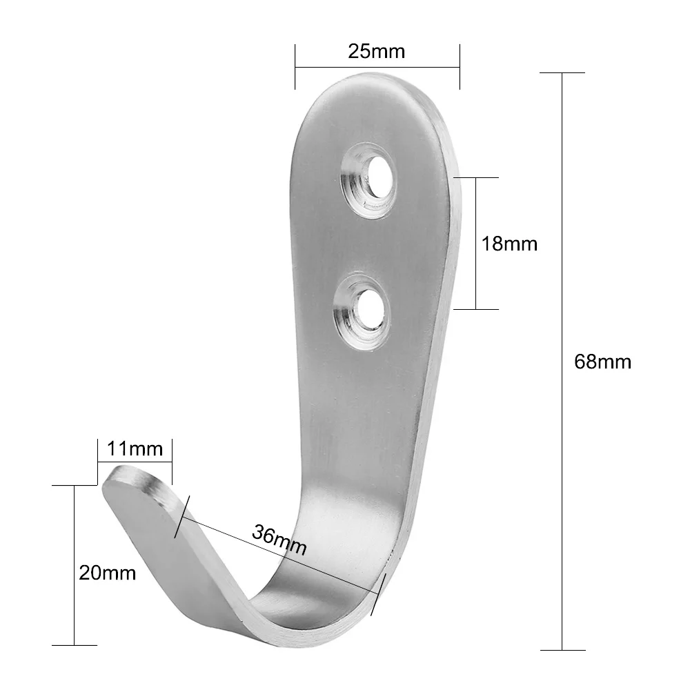 10Pcs Wall Hook Coat Hanger Modern Stainless Steel Heavy Duty Single Coat Hanger Wall Mounted Showel Towel Robe Hanger for home